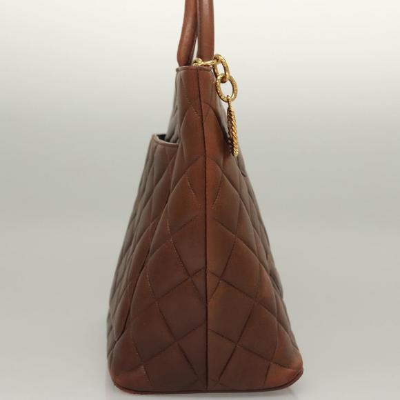 CHANEL Matelasse Reprint Tote Bag Lamb Skin Brown CC Auth ep10129 - Picture 5 of 16